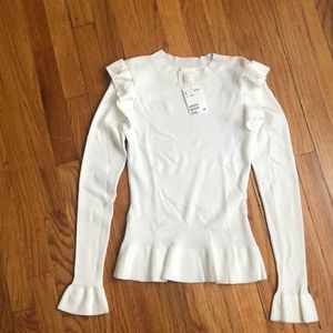 Crisp white sweater top new H&M ruffle bell sleeve